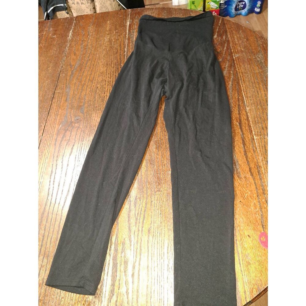 Large Motherhood Maternity Black Leggings Stretch Pants Over Bump